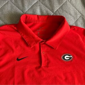 Georgia Bulldogs Nike Polo Mens Large Red Dri Fit On Field Polyester Stretch UGA